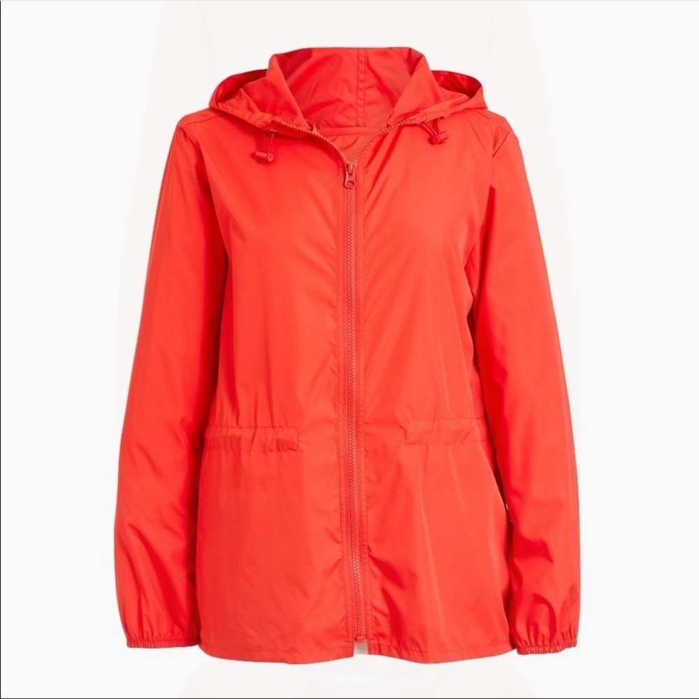 J. Crew Red Lightweight packable rain jacket size medium
